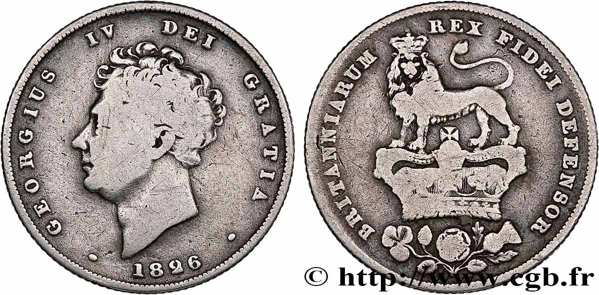 ROYAUME-UNI 1 Shilling Georges IV 1826  TB 