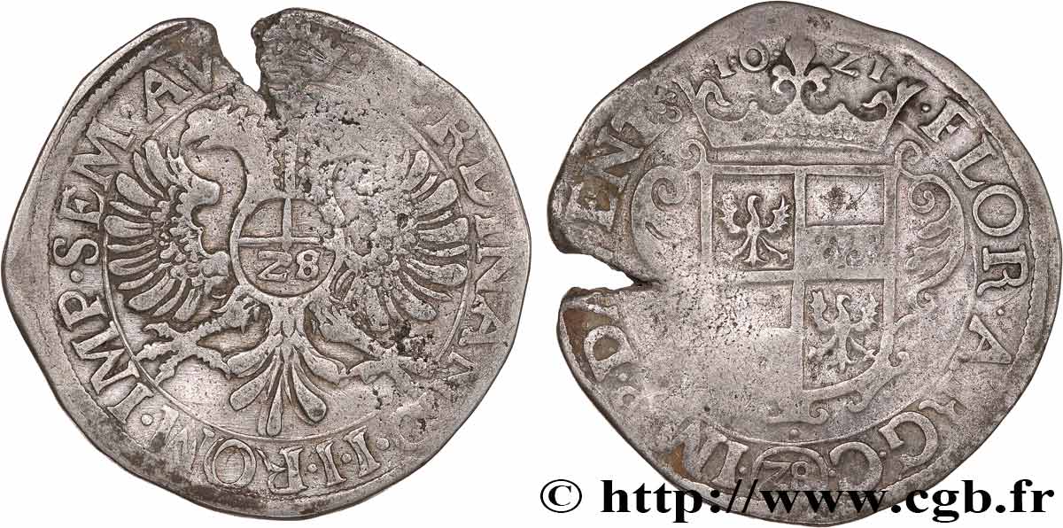 PAYS-BAS - VILLE DE DEVENTER - FERDINAND II Florin de 28 sols 1621 Deventer TB+ 