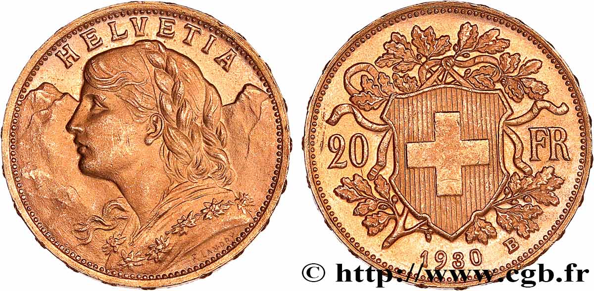 ORO, PALLADIO E PLATINO: INVESTIMENTI 20 Francs  Vreneli  1930 Berne SPL 