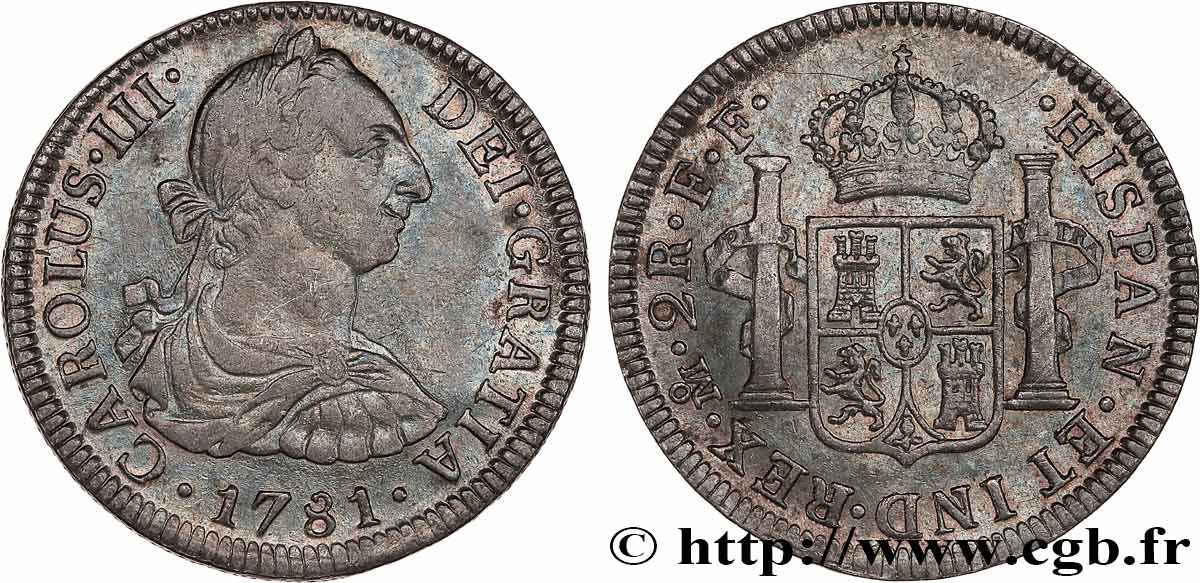 MEXIQUE - CHARLES III 2 Reales  1781 Mexico TTB+ 