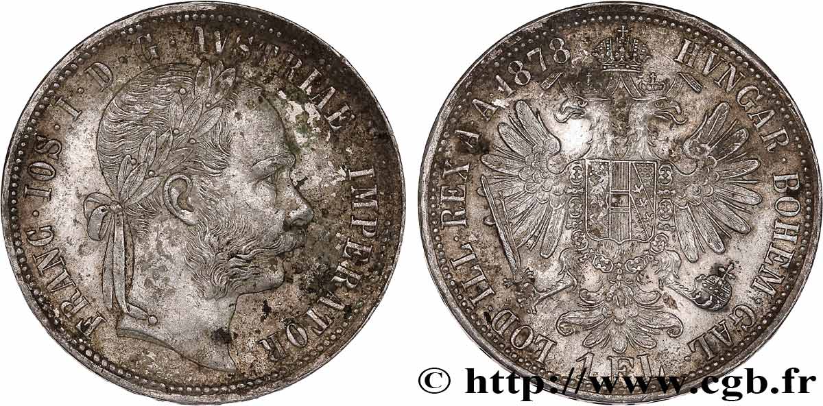 AUSTRIA 1 Florin François-Joseph Ier tête laurée 1878 Vienne BB 