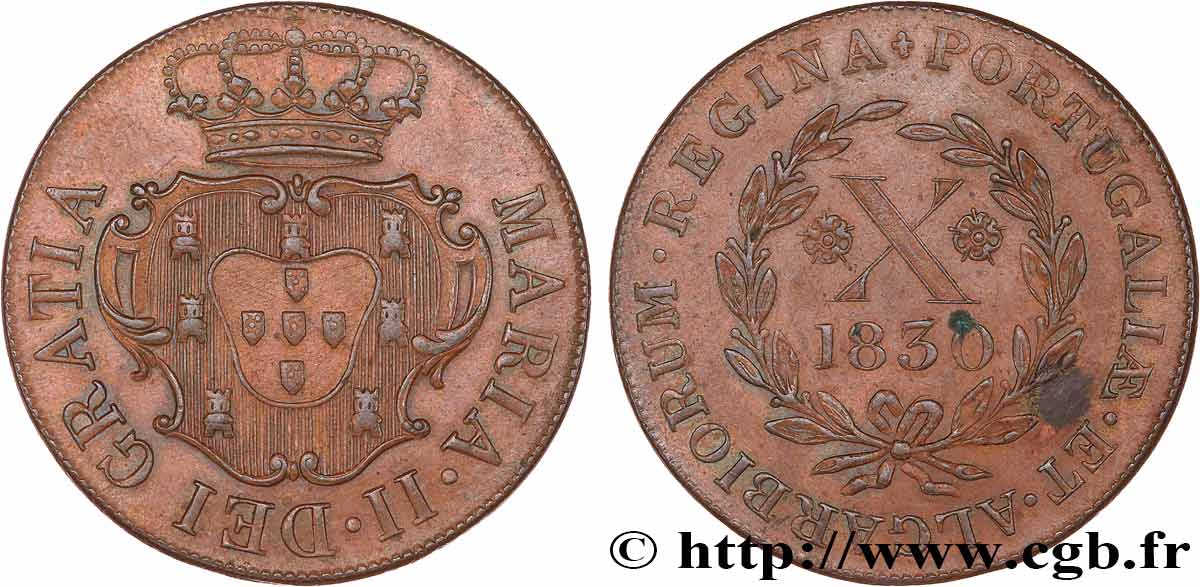 AÇORES 10 Réis Marie II 1830  TTB+ 