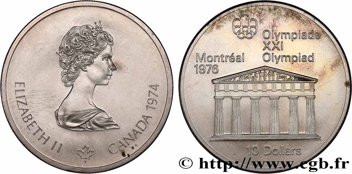 CANADA 10 Dollars JO Montréal 1976 temple de Zeus 1974  SPL 