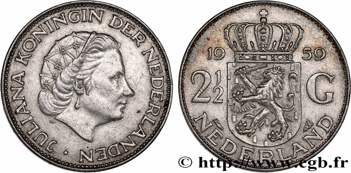PAESI BASSI 2 1/2 Gulden Juliana 1959 Utrecht q.SPL 