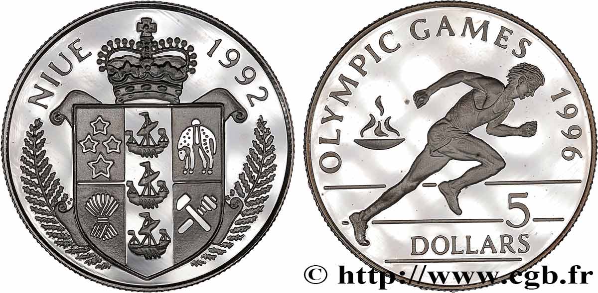 NIUE 5 Dollars Proof Jeux Olympiques 1996 1992  MS 