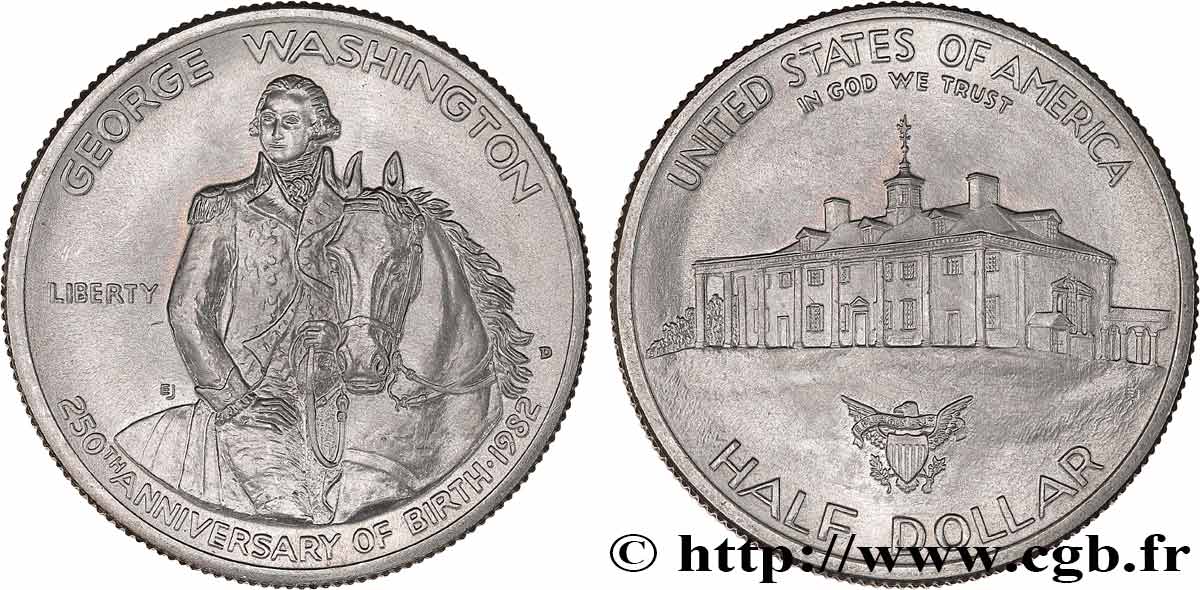 ÉTATS-UNIS D AMÉRIQUE 1/2 Dollar 250e anniversaire de la naissance de George Washington 1982 Denver SPL 