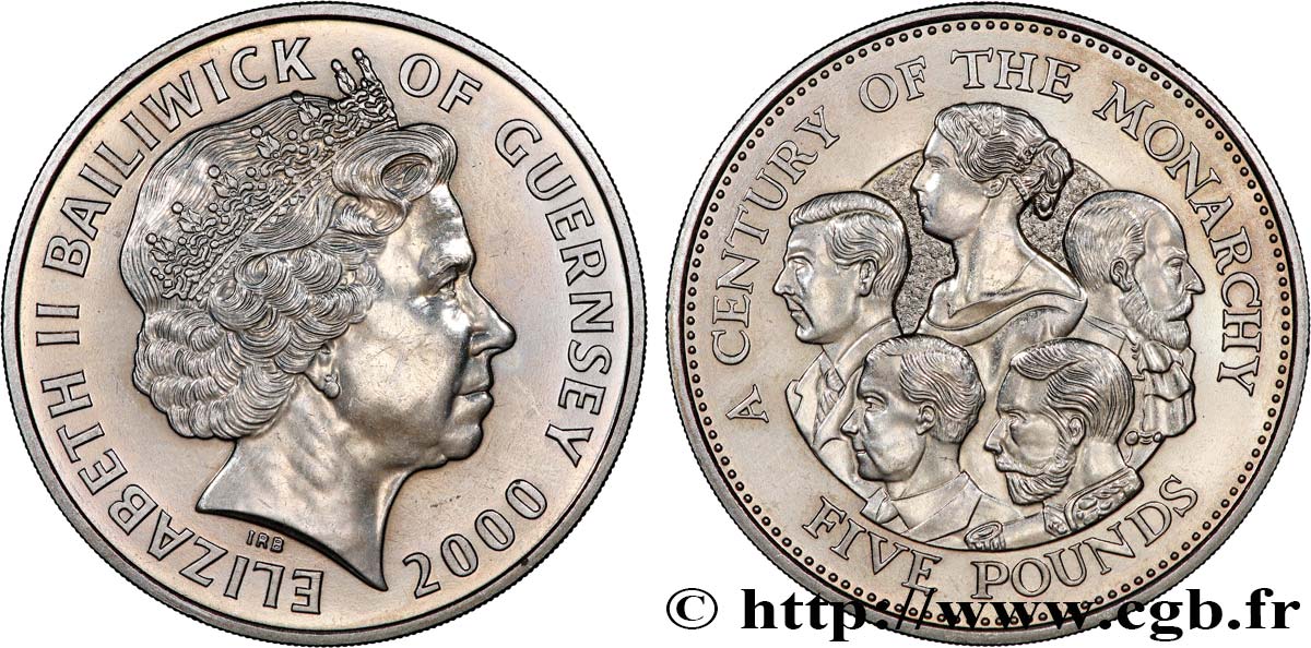 GUERNSEY 5 Pounds “Un siècle de monarchie” 2000  VZ 