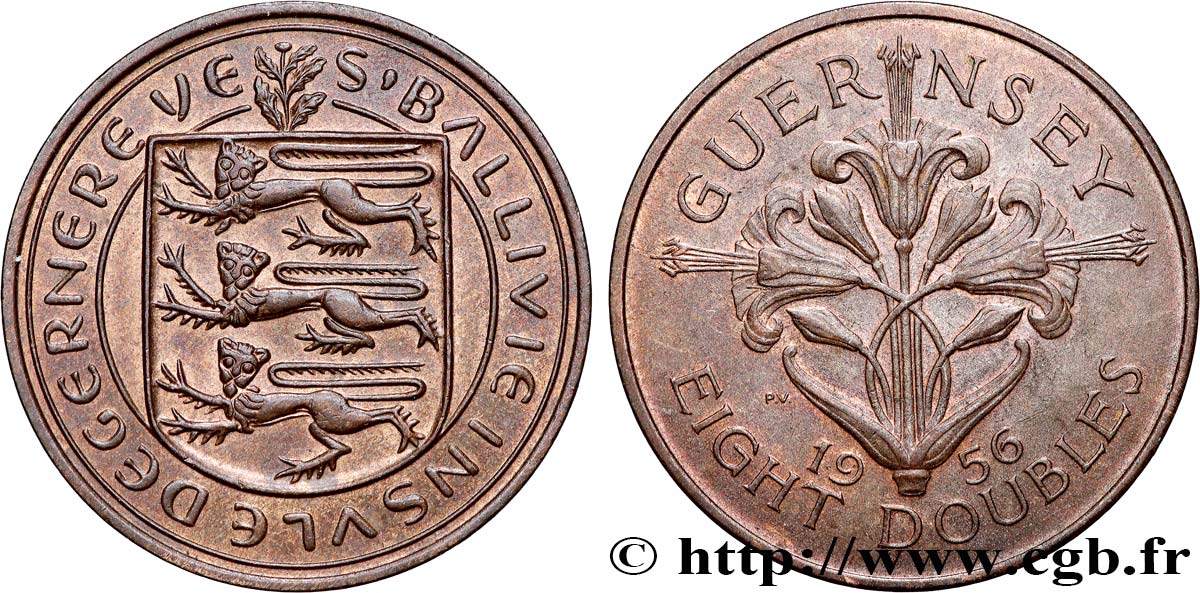 GUERNSEY 8 Doubles Baillage de Guernesey 1956  EBC 