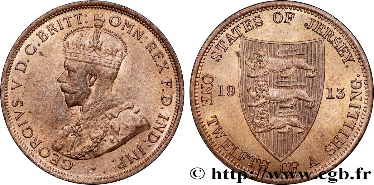 ISLA DE JERSEY 1/12 Shilling Georges V 1913  EBC 