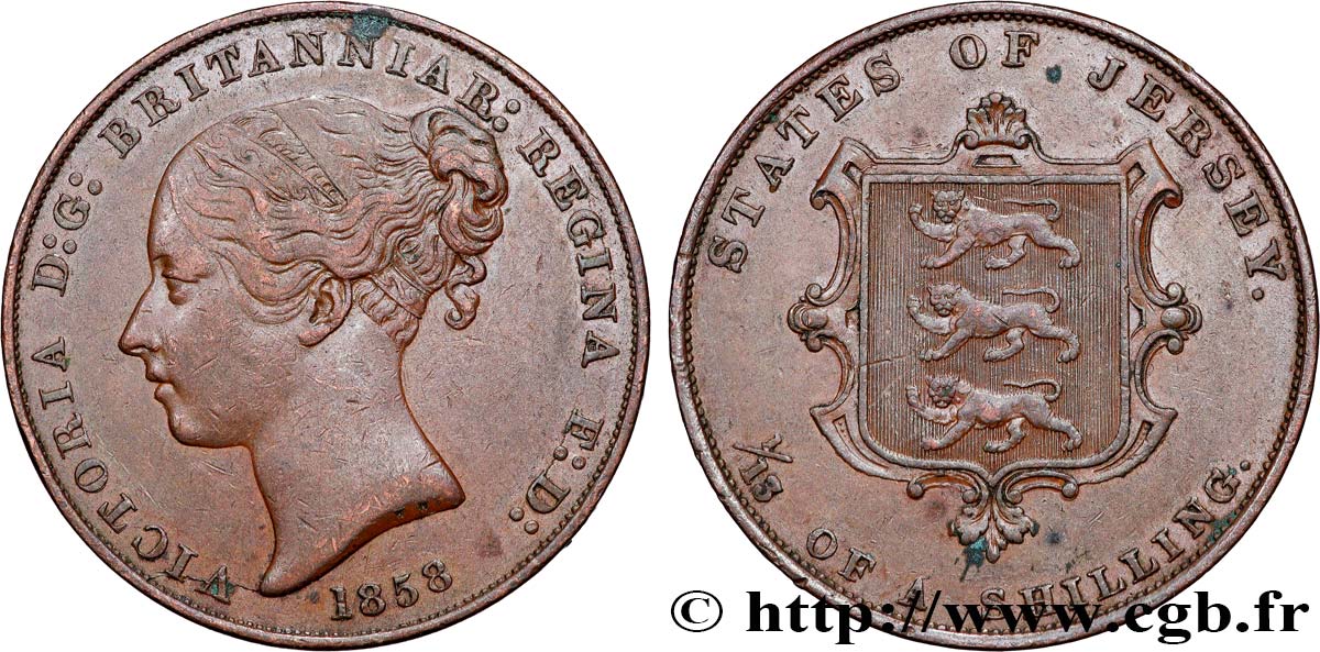 JERSEY 1/13 Shilling Victoria 1858  XF 