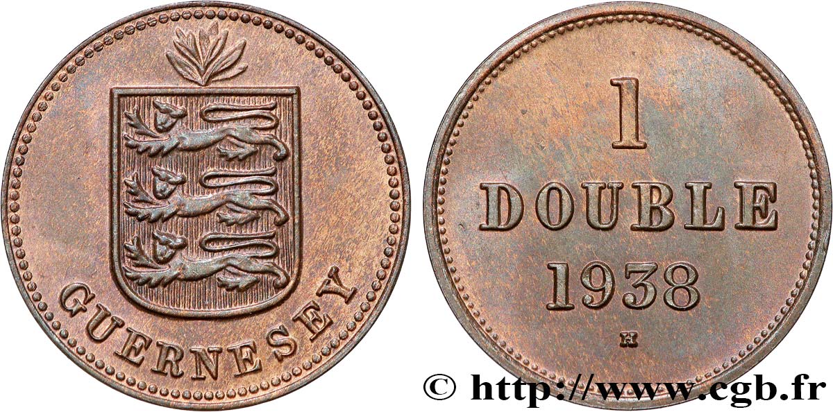 GUERNESEY 1 Double armes du baillage de Guernesey 1938 Heaton SUP 