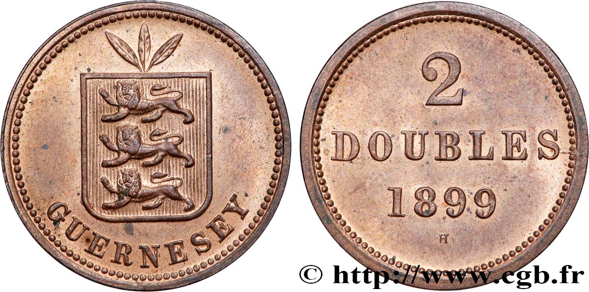 GUERNSEY 2 Doubles 1899 Heaton AU 