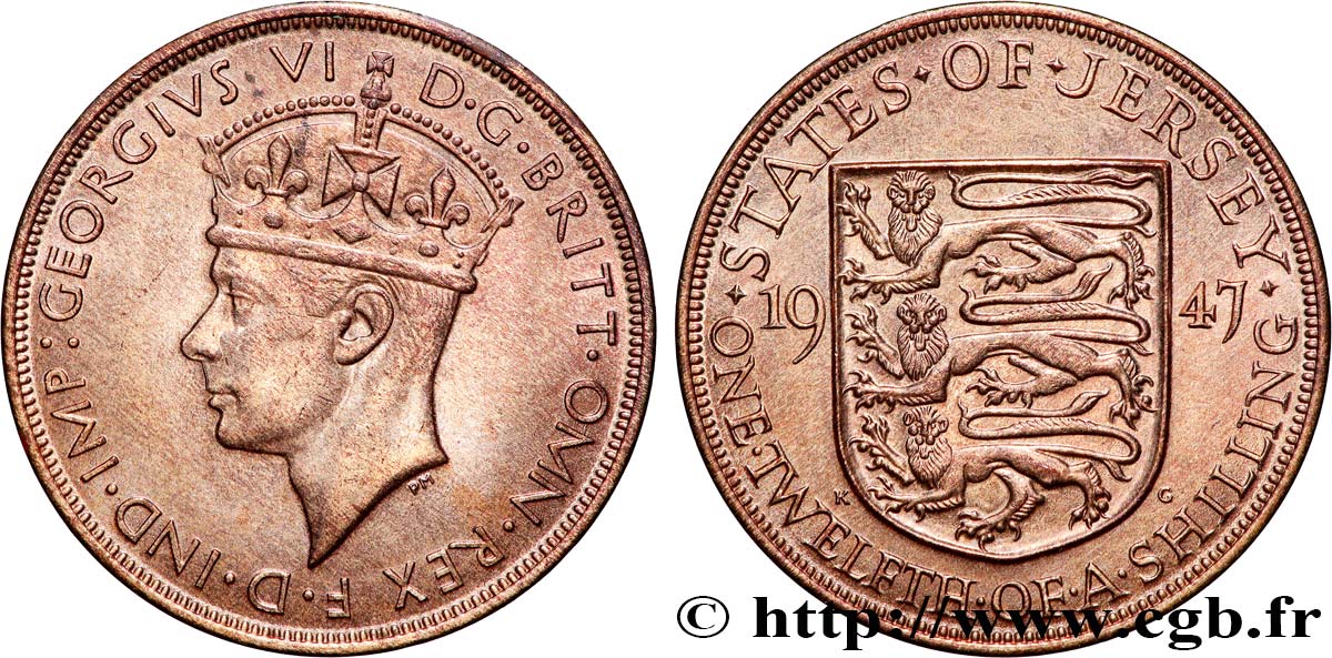 ISLA DE JERSEY 1/12 Shilling Georges VI 1947  EBC 