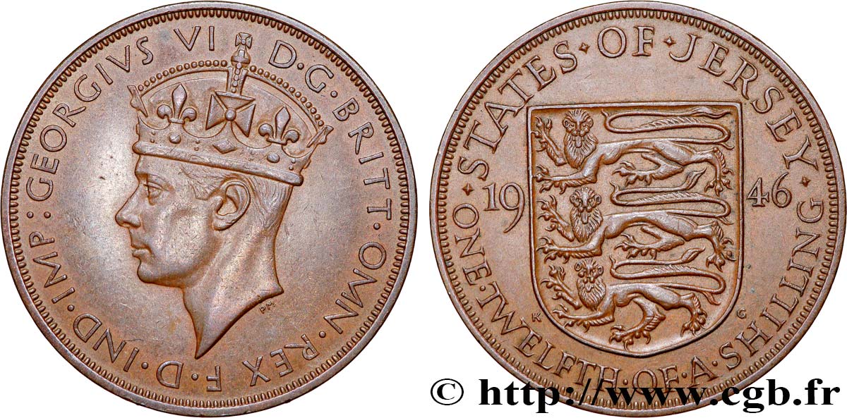 ISLA DE JERSEY 1/12 Shilling Georges VI 1946  EBC 