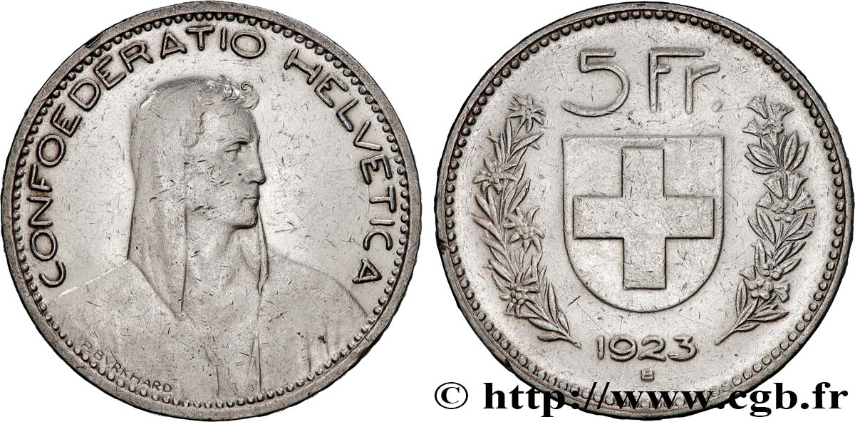 SCHWEIZ 5 Francs Berger 1923 Berne fSS 