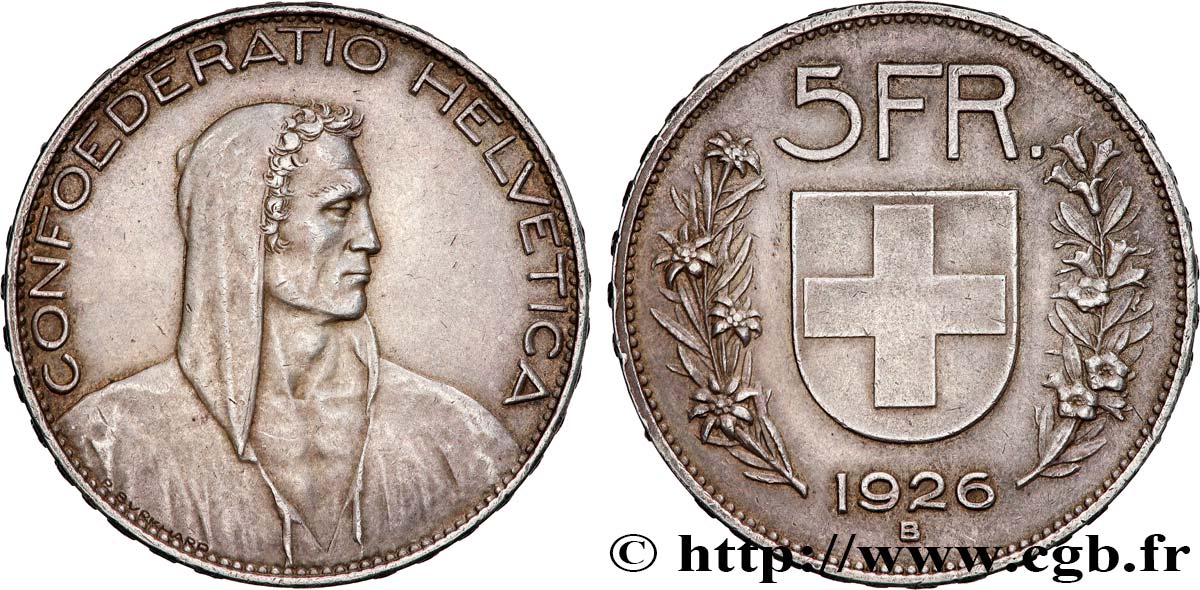 SUISSE 5 Francs Berger 1926 Berne TTB+ 