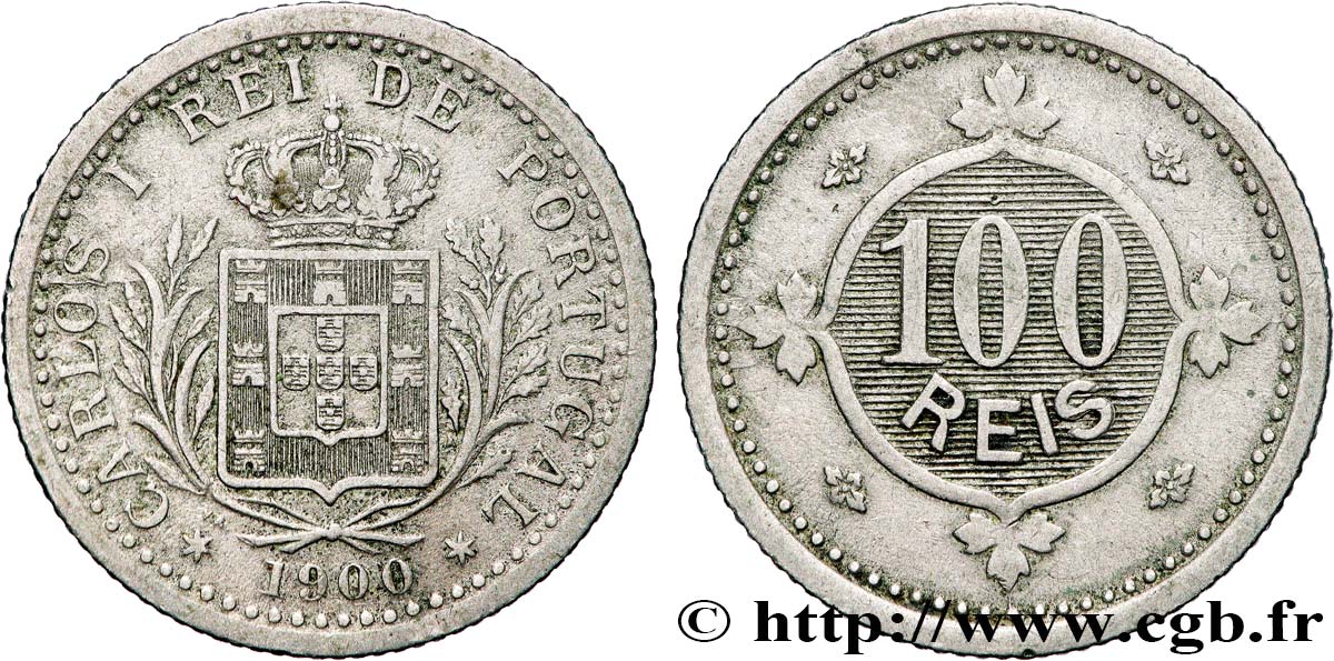 PORTUGAL - KINGDOM OF PORTUGAL - CARLOS I 100 Réis  1900  BC+ 