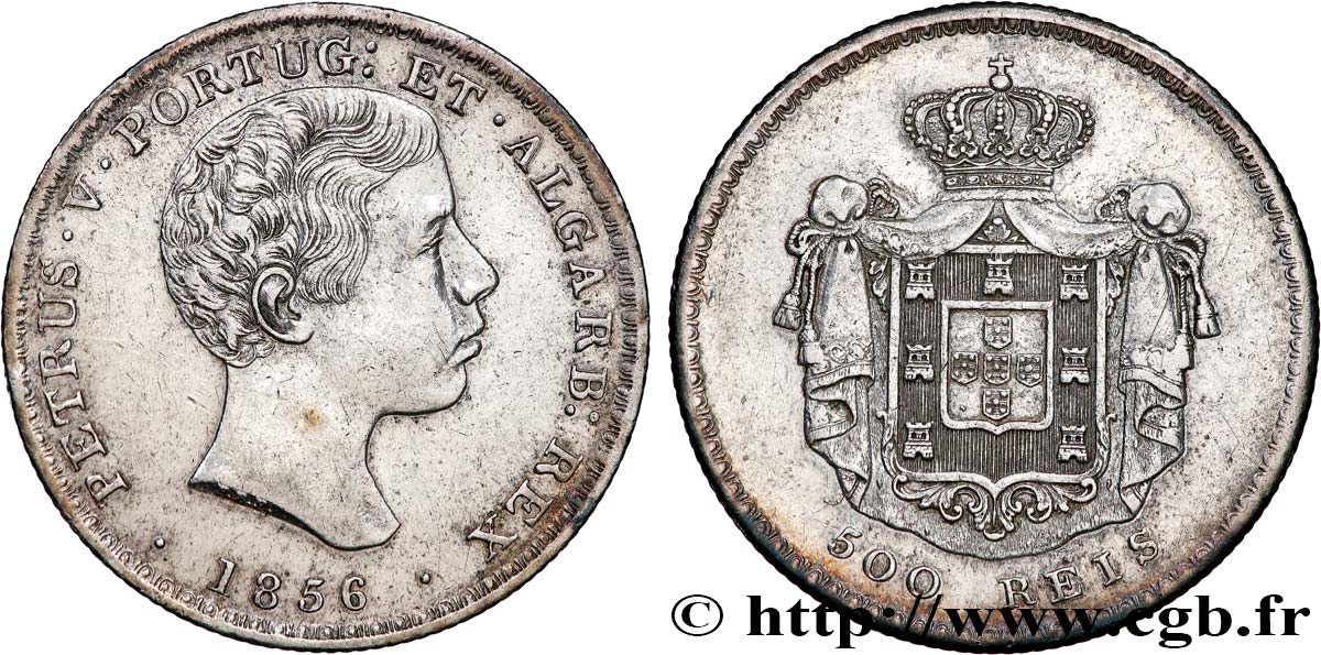 PORTUGAL - KINGDOM OF PORTUGAL - PEDRO V 500 Réis  1856  XF 
