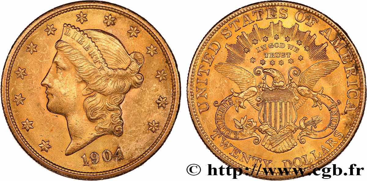 UNITED STATES OF AMERICA 20 Dollars  Liberty  1904 Philadelphie AU 