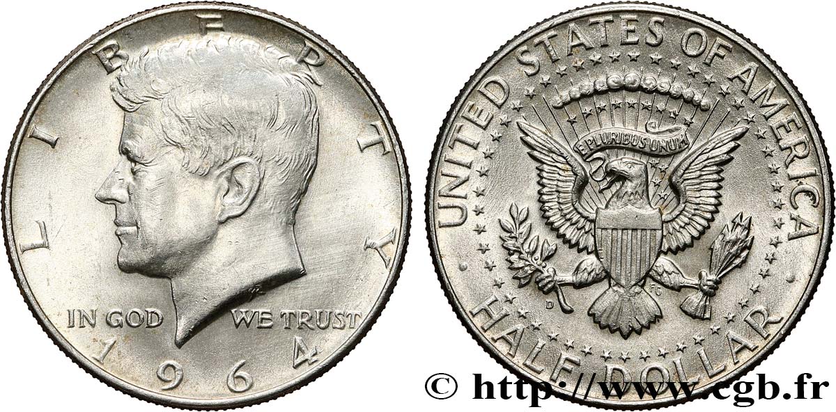 ÉTATS-UNIS D AMÉRIQUE 1/2 Dollar Kennedy 1964 Philadelphie TTB+ 