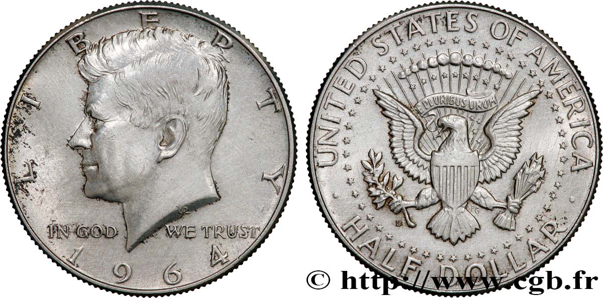 VEREINIGTE STAATEN VON AMERIKA 1/2 Dollar Kennedy 1964 Denver fVZ 