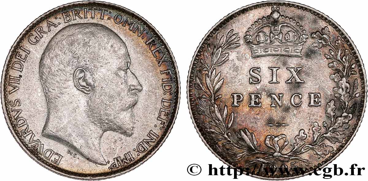 GREAT-BRITAIN - EDWARD VII 6 Pence  1905  XF 