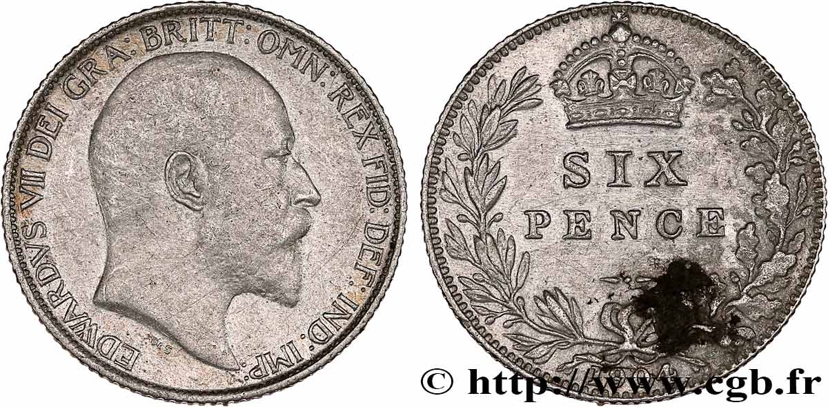GREAT-BRITAIN - EDWARD VII 6 Pence  1904  VF 