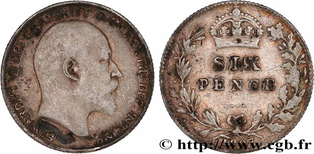 GREAT-BRITAIN - EDWARD VII 6 Pence  1907  VF 