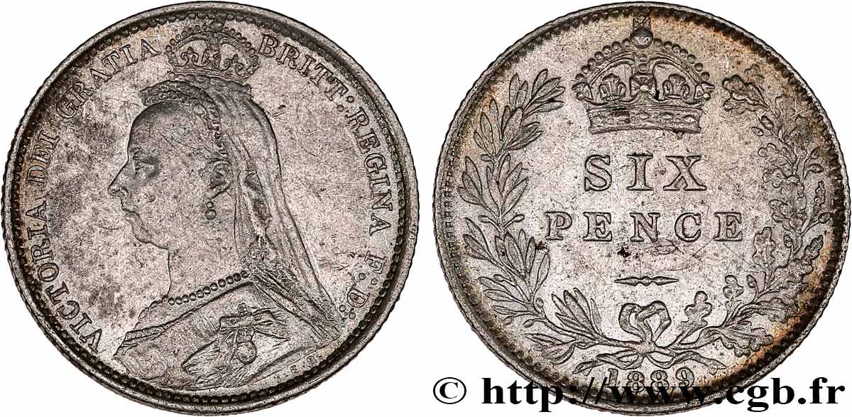 REINO UNIDO 6 Pence Victoria “buste du jubilé”  1889  MBC 