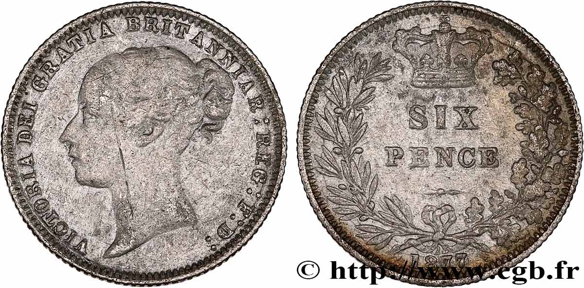 UNITED KINGDOM 6 Pence Victoria 1877  VF 