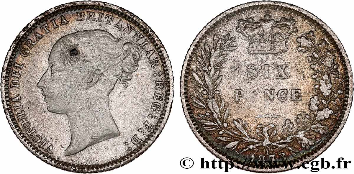 UNITED KINGDOM 6 Pence Victoria 1873  VF 