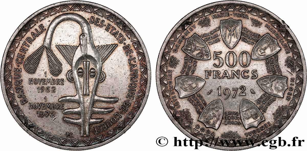 WEST AFRICAN STATES (BCEAO) 500 Francs BCEAO 1972 Paris AU 