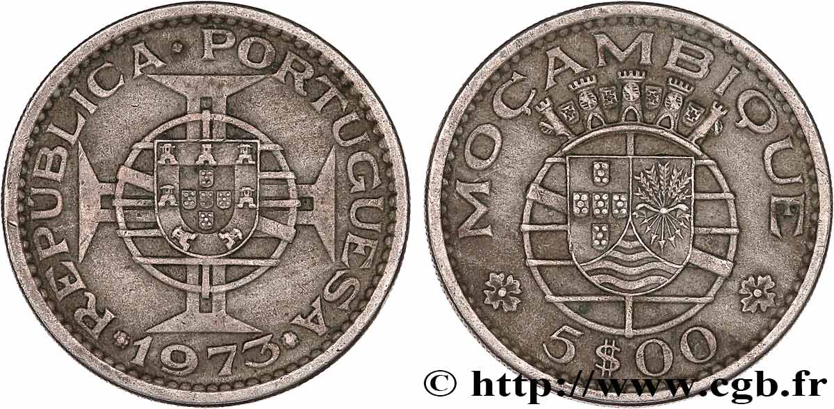MOZAMBIQUE 5 Escudos colonie portugaise du Mozambique 1973  MBC 