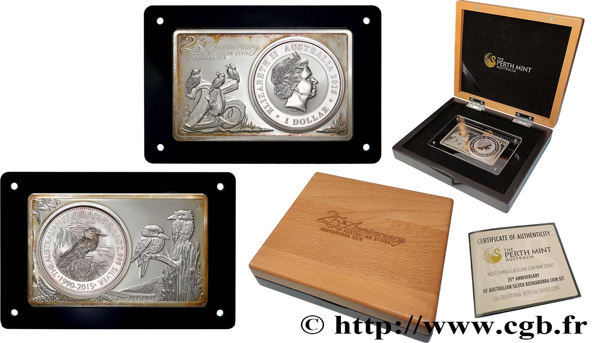 AUSTRALIA Monnaie lingot 1 Dollar kookaburra Proof  (3 onces) 2015 Perth MS 