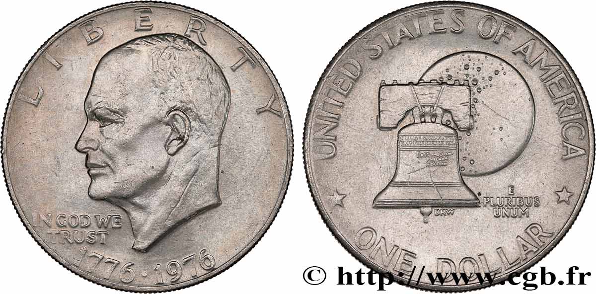 ÉTATS-UNIS D&nbsp;AMÉRIQUE 1 Dollar Eisenhower bicentenaire 1976 Philadelphie TTB+ 