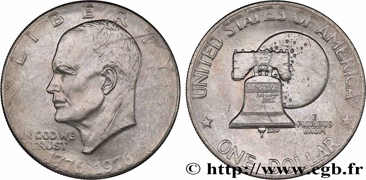 ÉTATS-UNIS D AMÉRIQUE 1 Dollar Eisenhower bicentenaire 1976 Philadelphie TTB+ 