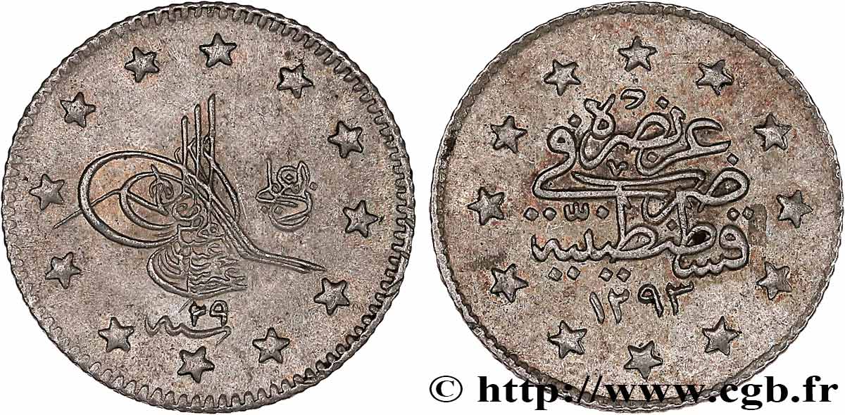 TURQUIE 1 Kurush au nom de Abdul Hamid II AH 1293 an 29 1903 Constantinople TTB 