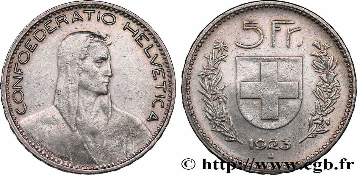 SUISSE 5 Francs Berger 1923 Berne TB+ 