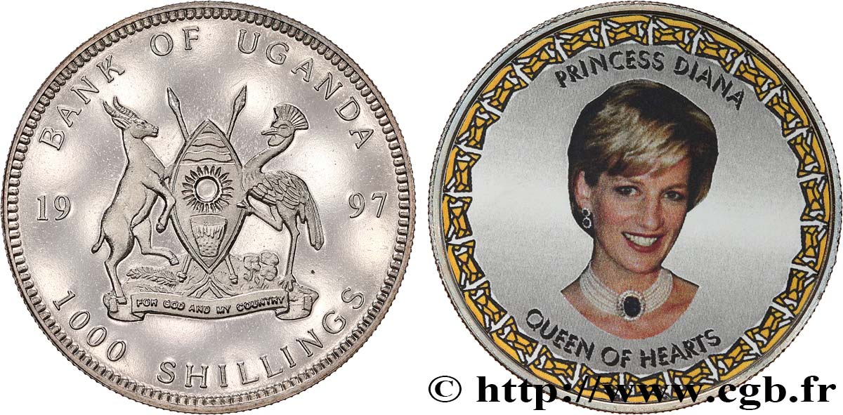 OUGANDA 1000 Shillings Proof Lady Diana 1997  SPL 