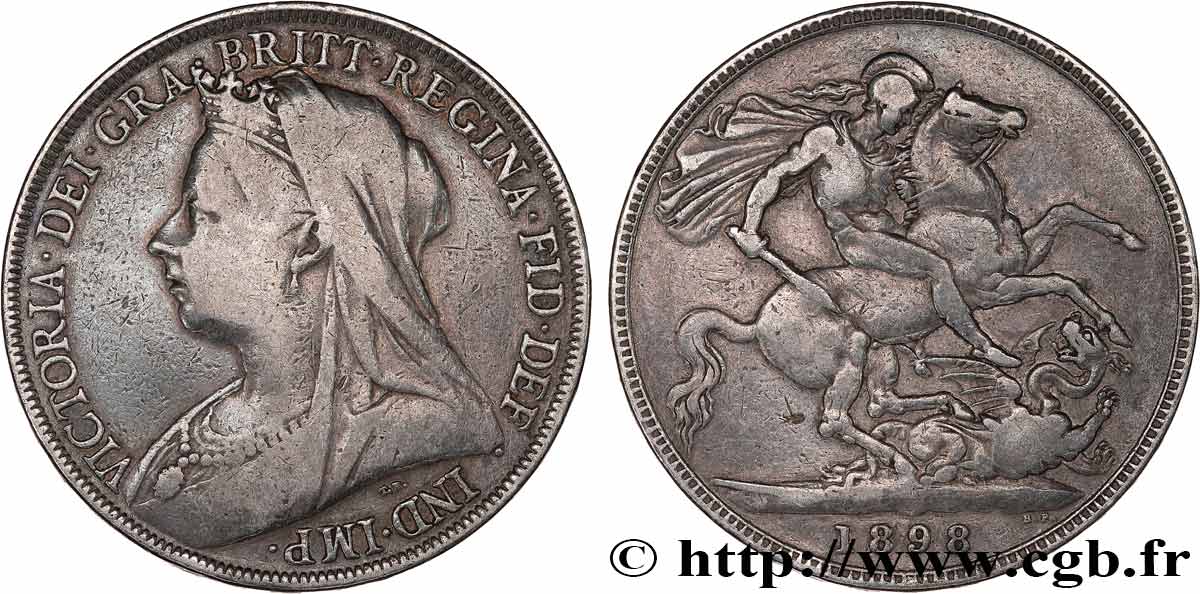 REINO UNIDO 1 Crown Victoria “Old Head” 1898  BC+ 