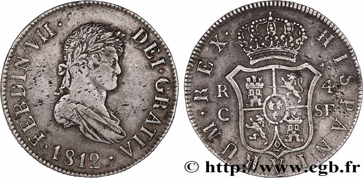 ESPAGNE - ROYAUME D ESPAGNE - FERDINAND VII 4 reales 1812 Catalogne, Palma de Mallorque TTB 