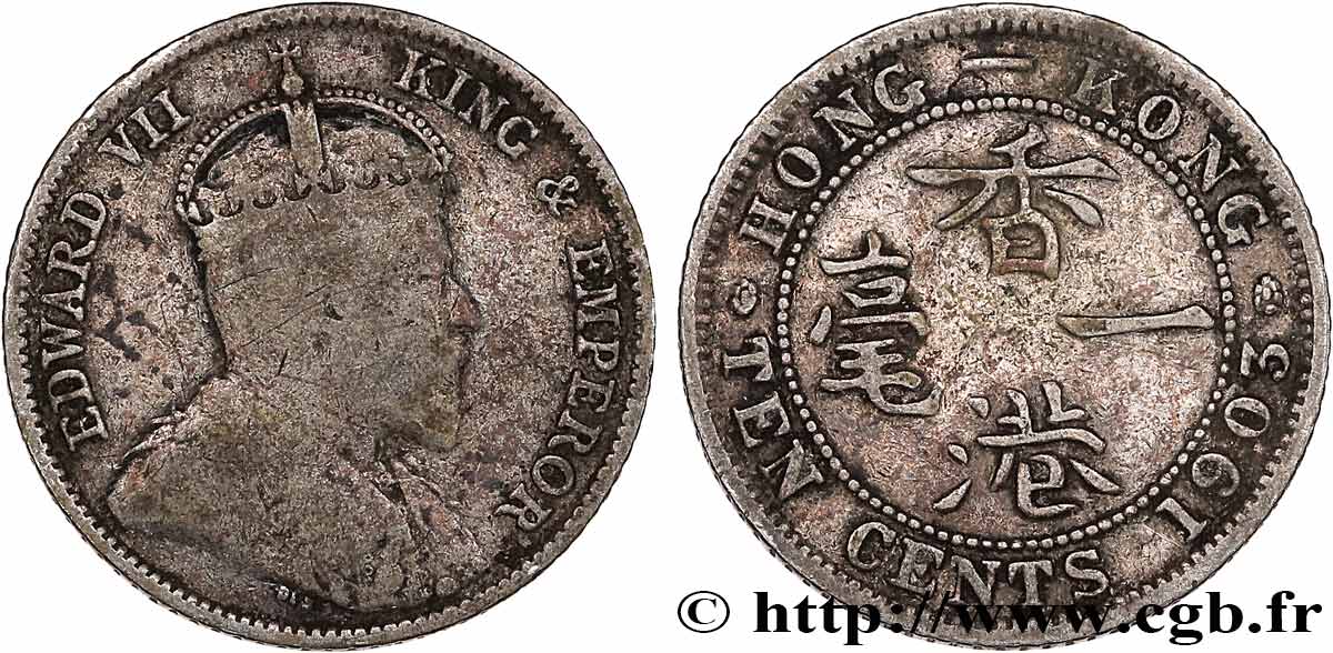 HONG-KONG 10 Cents Edouard VII 1903  BC 