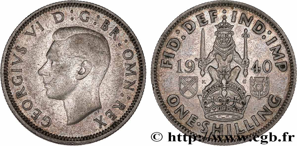 UNITED KINGDOM 1 Shilling Georges VI “Scotland reverse” 1940  AU 