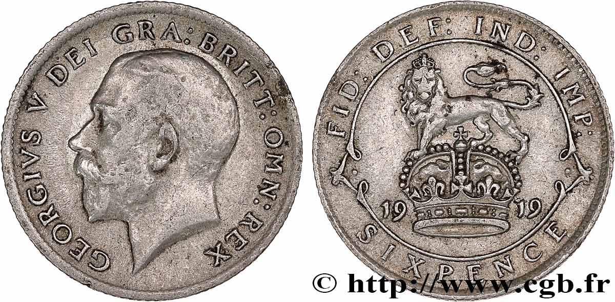 VEREINIGTEN KÖNIGREICH 6 Pence Georges V 1919  SS 