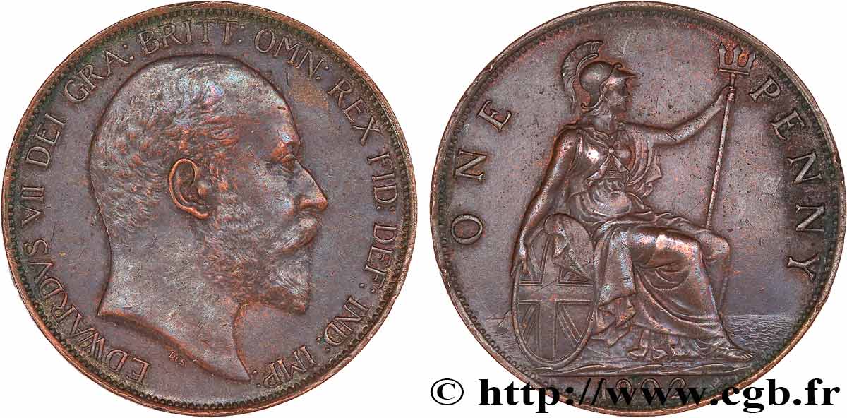 ROYAUME-UNI 1 Penny Edouard VII 1902  TTB 
