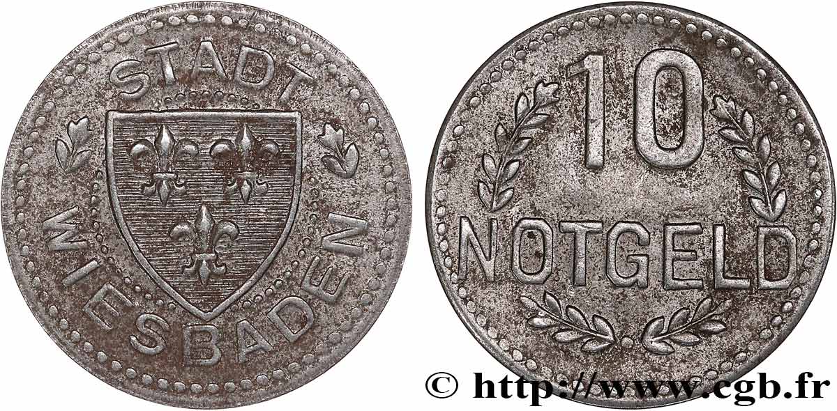 GERMANY - Notgeld 10 Pfennig Wiesbaden 1920  XF 
