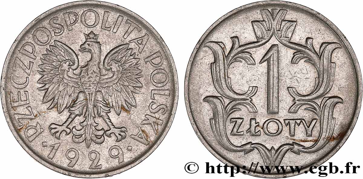 POLOGNE 1 Zloty aigle 1929 Varsovie TTB 