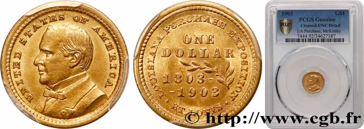 UNITED STATES OF AMERICA 1 Dollar 100e anniversaire de l’achat de la Louisiane 1903  MS PCGS