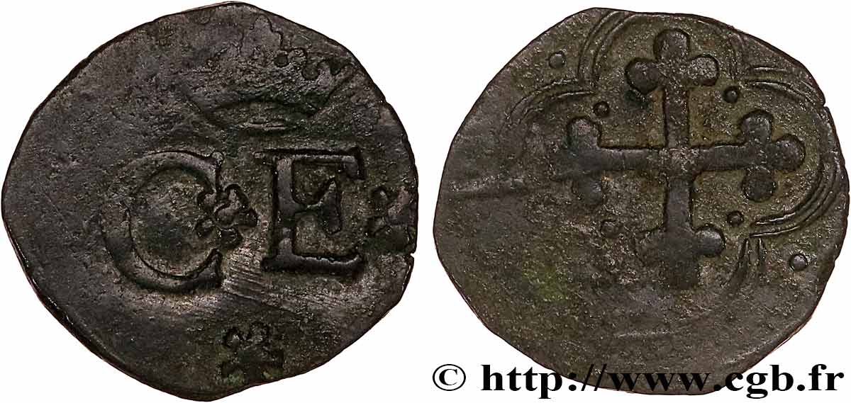 SAVOIE - DUCHÉ DE SAVOIE - CHARLES-EMMANUEL Ier Quart de sol (quarto di soldo) n.d. Aoste TB+ 