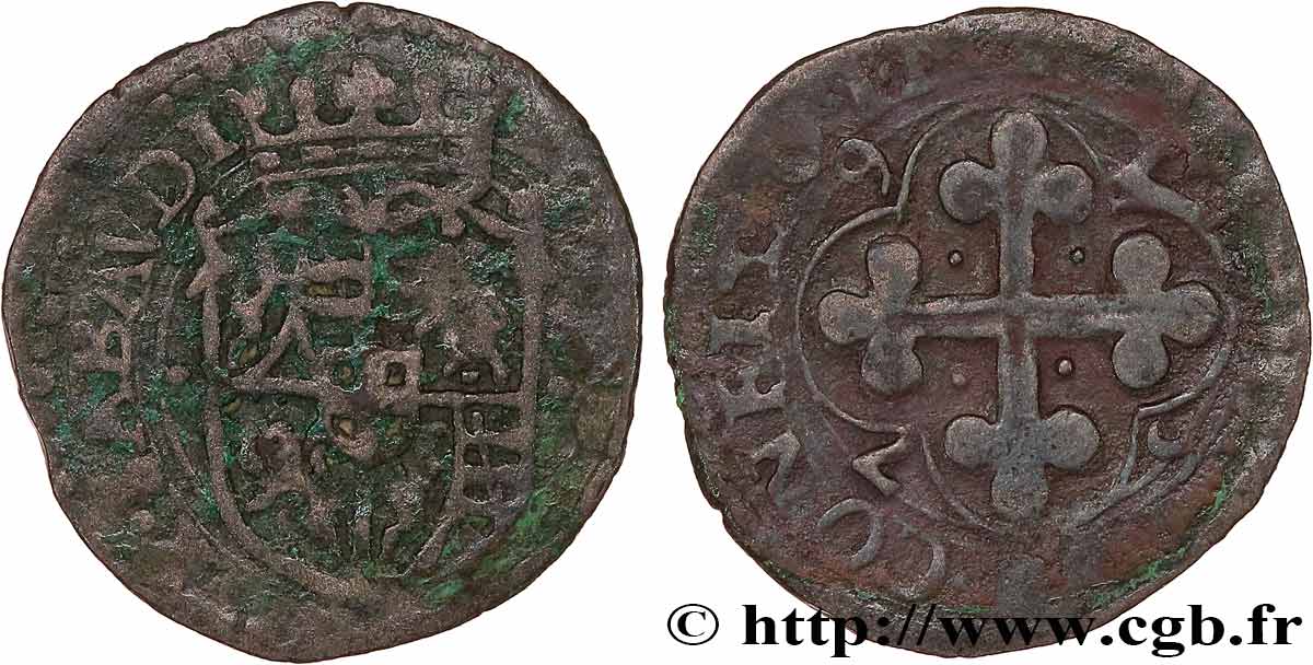 SAVOY - DUCHY OF SAVOY - EMMANUEL-PHILIBERT Sol, 4e type (soldo di IV tipo) 1579 Chambery VF 
